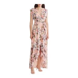 Eliza J  floral high low floral dress pink size 4